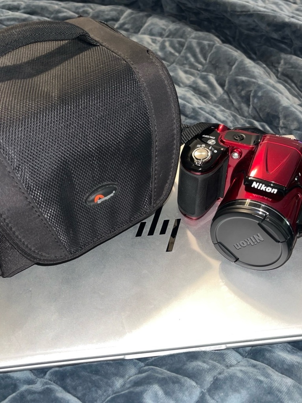 Nikon Red Digital Bridge Camera with Black Carry Case
